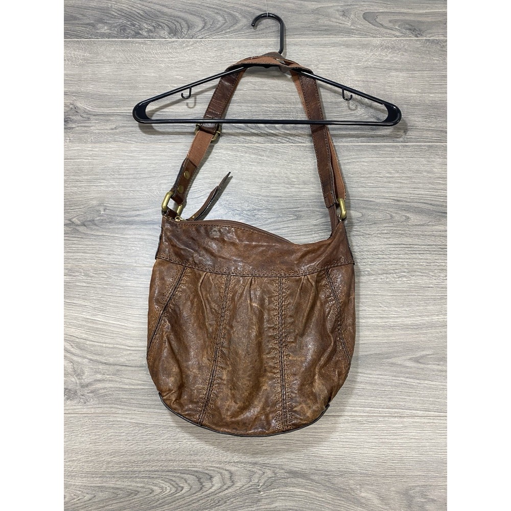 Fossil Leather Handbag Shoulder Crossbody Purse Brown Vintage